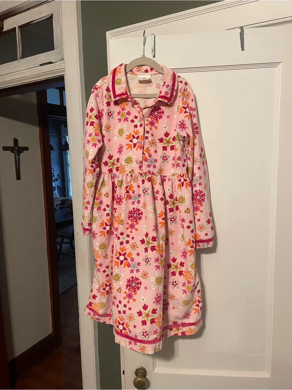 Hanna Andersson Floral Corduroy Dress Size 8